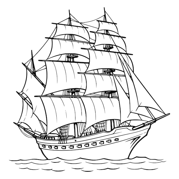 Premium vector sailboat coloring page for kids
