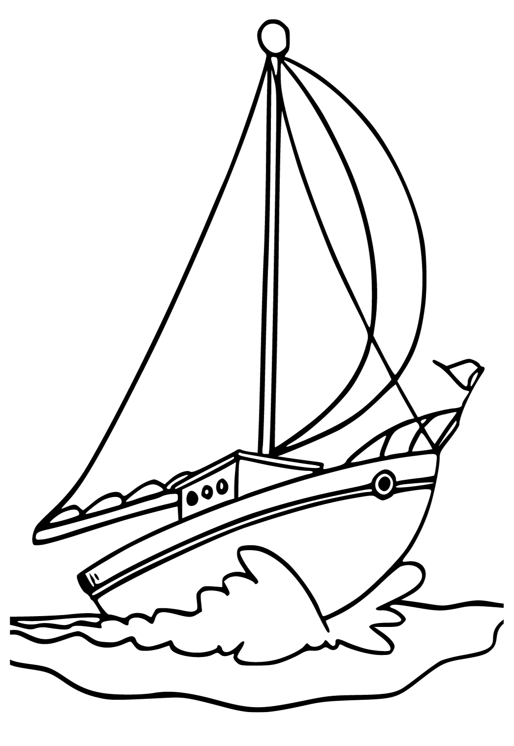 Free printable sail boat waves coloring page for adults and kids