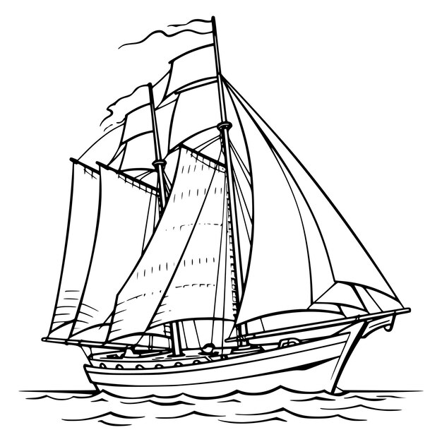 Premium vector sailboat coloring page for kids