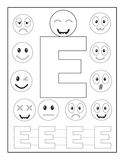 Premium vector alphabet coloring pages alphabet with cute emoji coloring pages emoji coloring pages