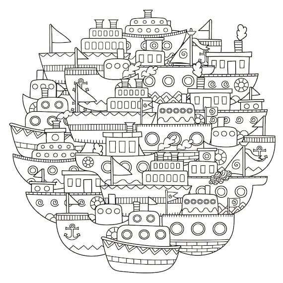 Coloring pages boats tug boat sail boat