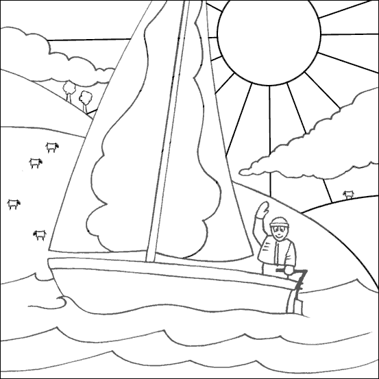 Sailing boat colouring
