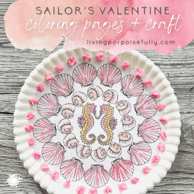 Sailors valentine seashore love coloring pages craft