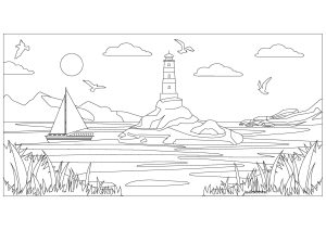 Boat coloring pages for adults kids