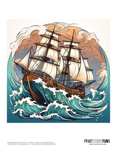 Ship drawings for kids captivating ship clipart coloring pages including clipper ships pirate ships at