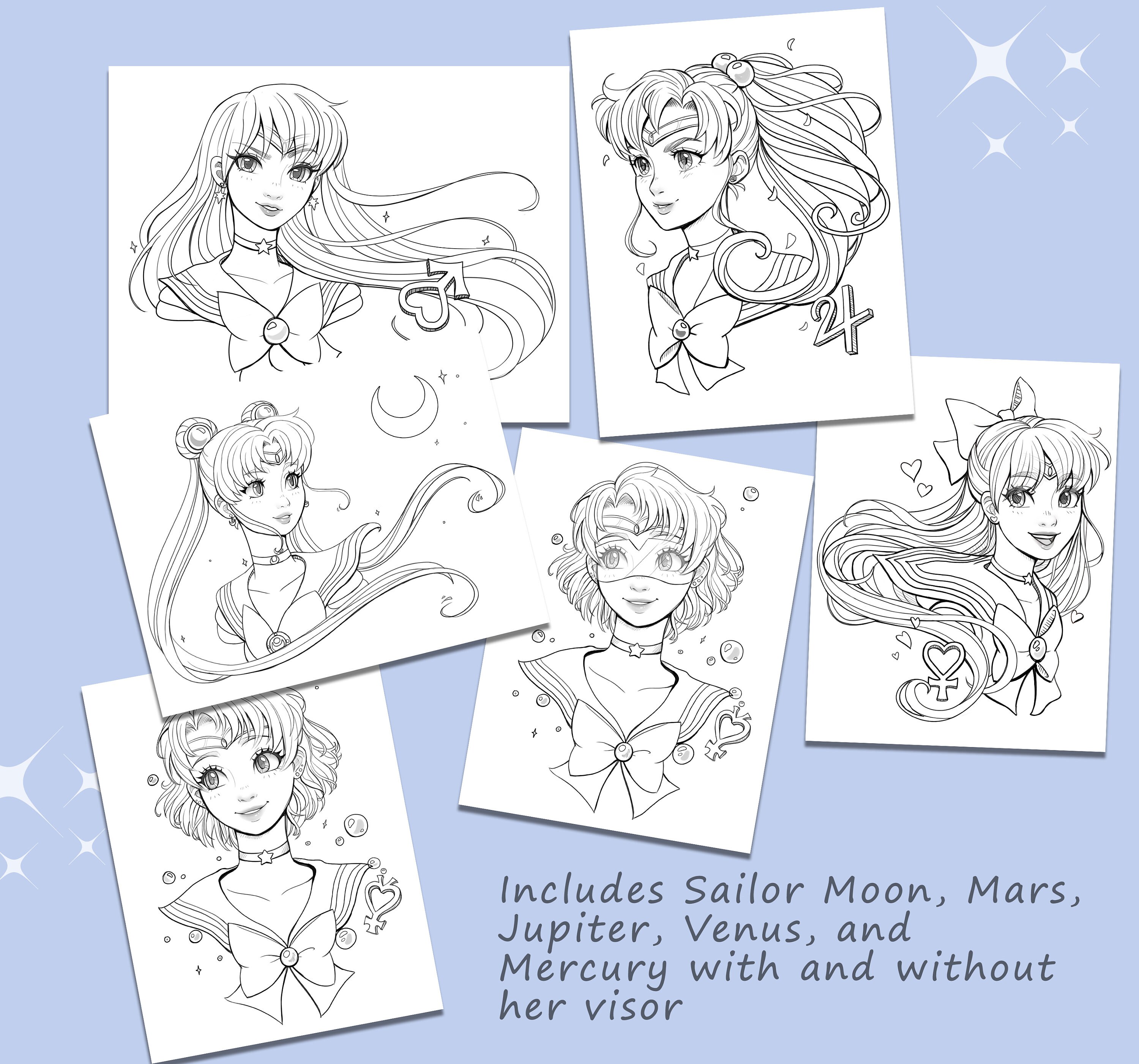 Sailor moon anime printable pdf sailor scouts coloring page download coloring book