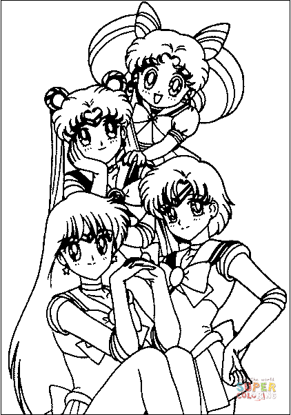 Sailor moon heroes coloring page free printable coloring pages
