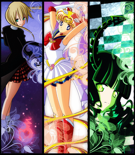 Maka sailor moon and dead master bookmarks free printable papercraft templates