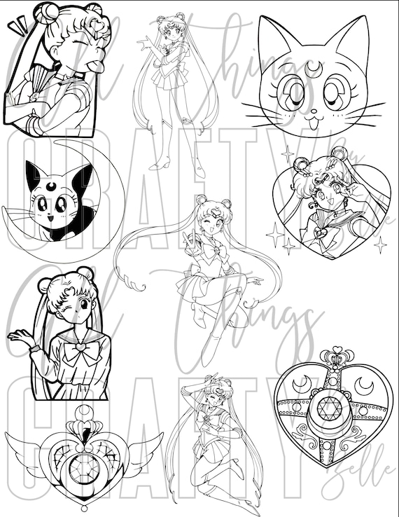 Sailor moon coloring sheets digital pdf coloring pages