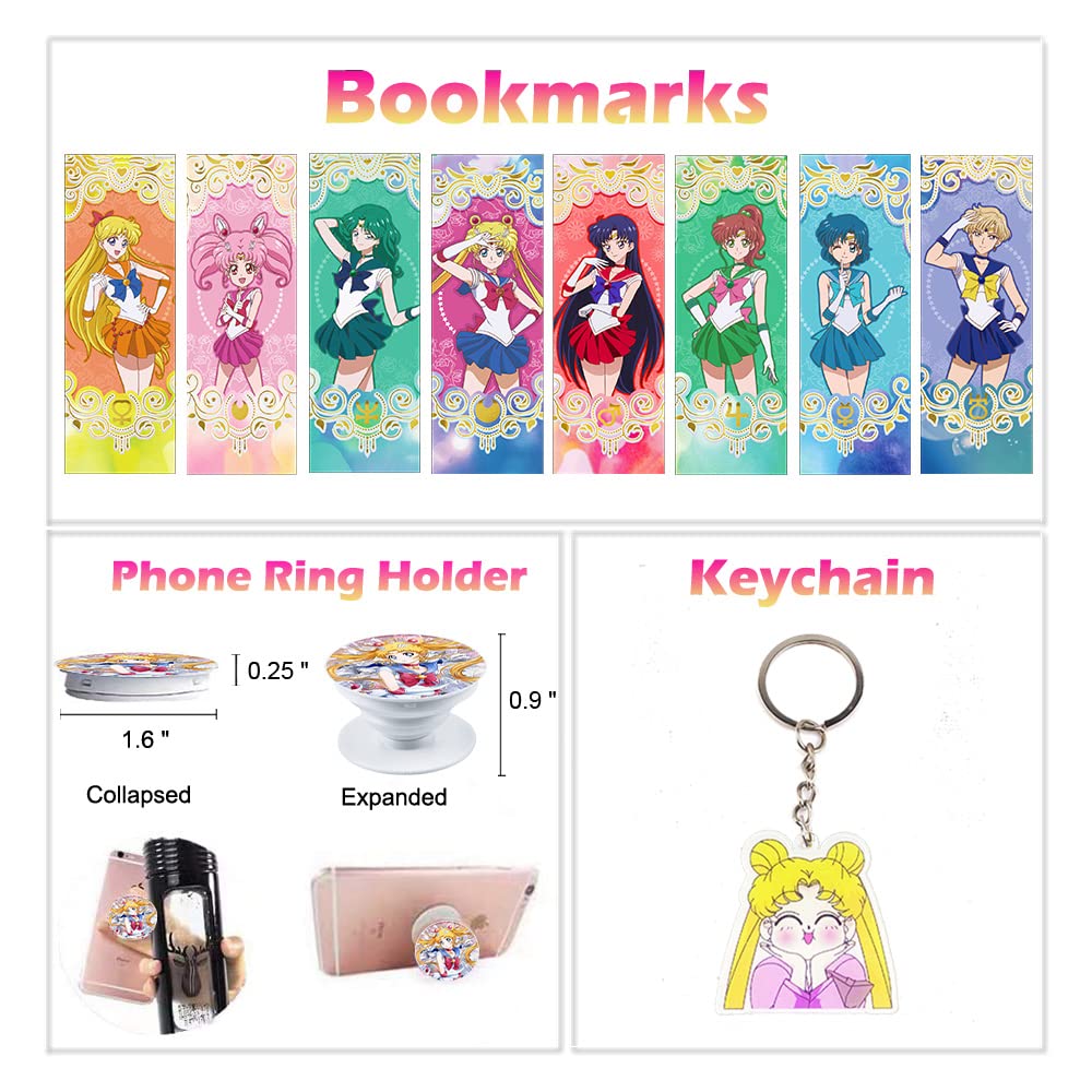 Sailor moon merchandise anime cartoon school supplies including notebook pencil case pens stickers button pins lanyard keychain ruler bookmarks phone ring holder buy online at best price in u