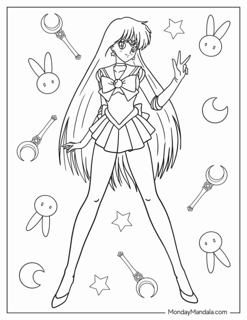 Sailor moon coloring pages free pdf printables