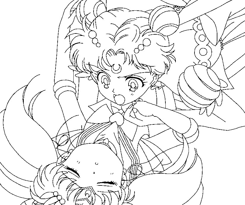 Super sailor moon and chibimoon coloring page by sailortwilight on