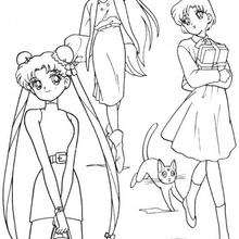 Schoolgirls coloring pages