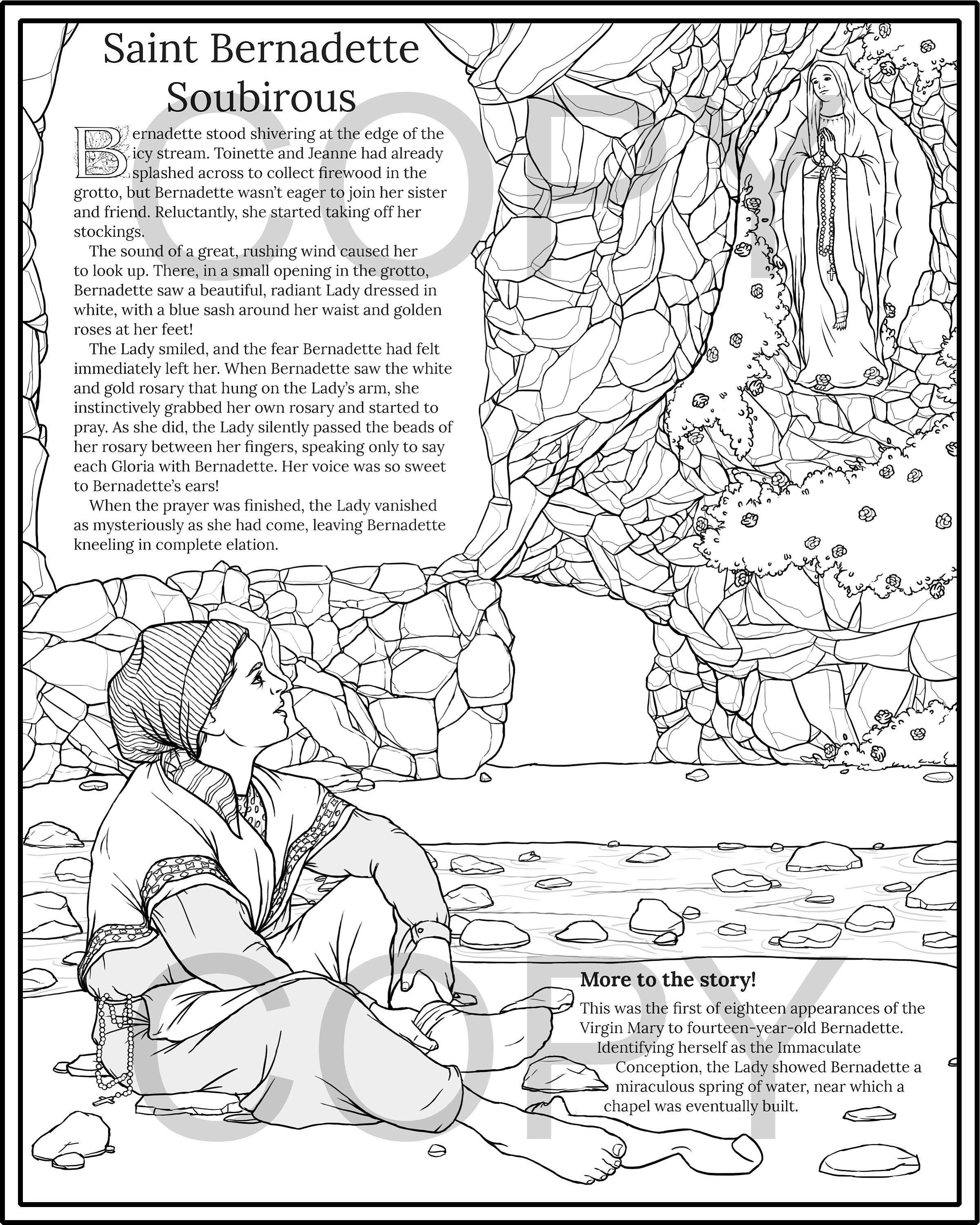 Saint bernadette coloring pages download now
