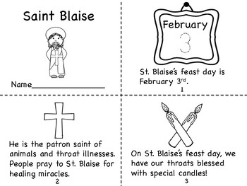 Saint blaise mini book and blessing of the throats coloring pages