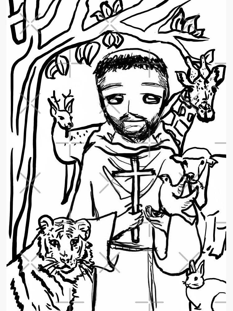 St francis of assisi cartoon poster for sale by katherineliart