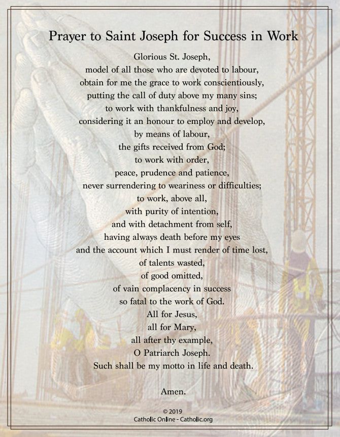Prayer to st joseph for success in work free pdf â catholic online learning resources