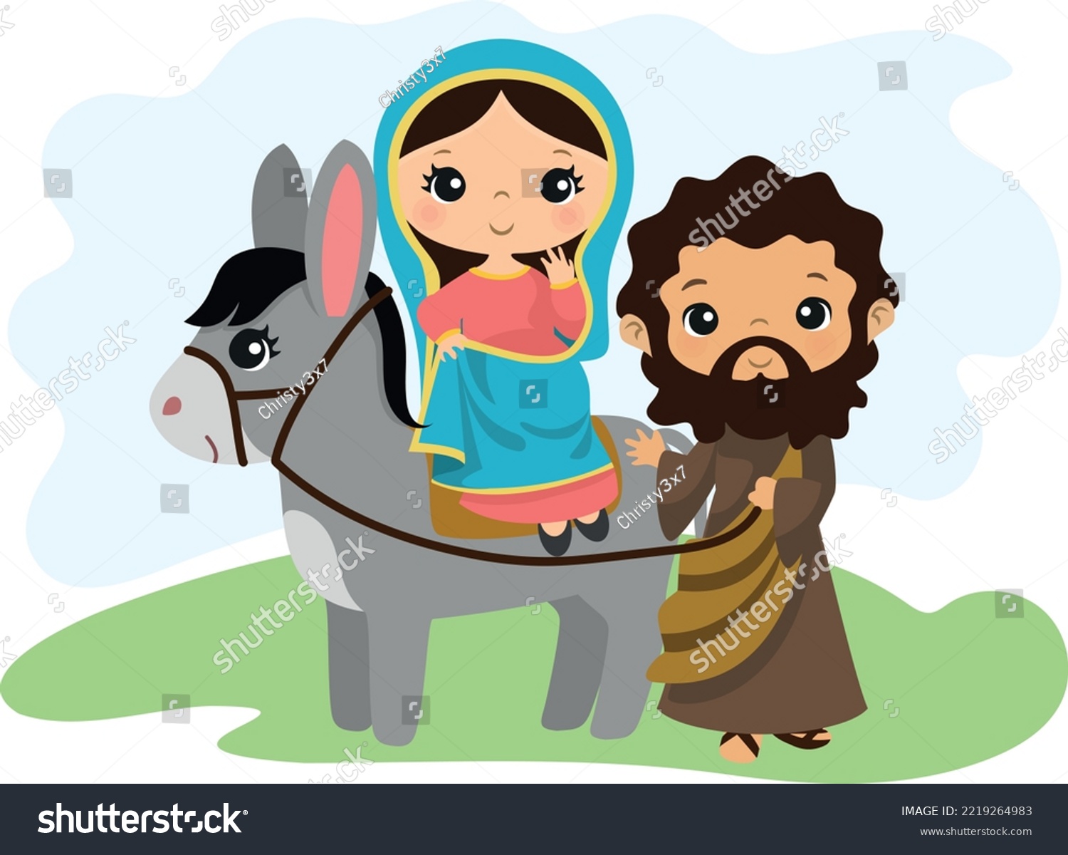 Illustration pregnant virgin mary saint joseph stock vector royalty free