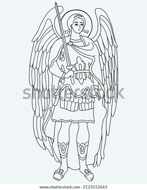 Archangel michael armor sword vector illustration stock vector royalty free