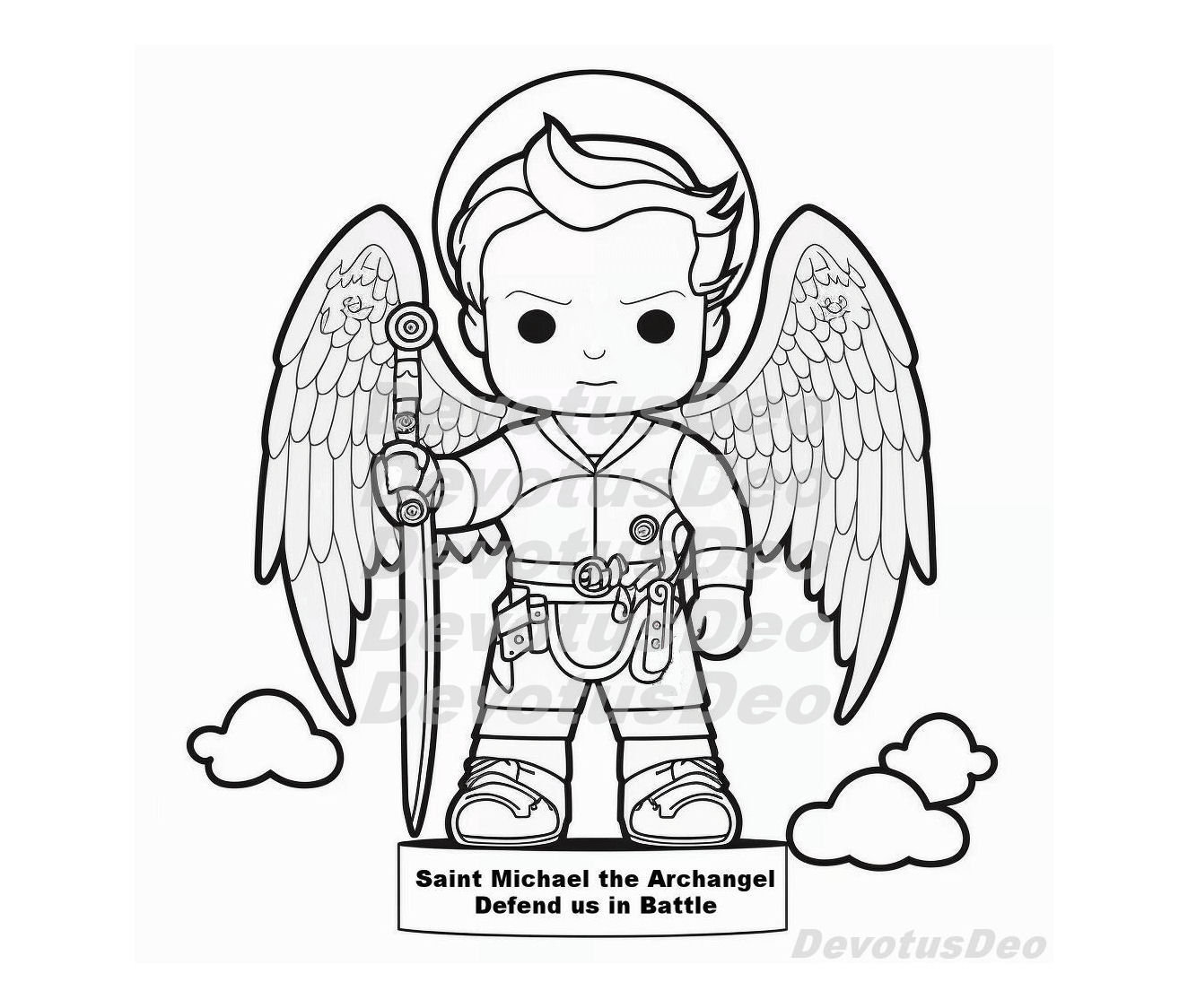 Catholic coloring page saint michael the archangel christian instant download printable download now