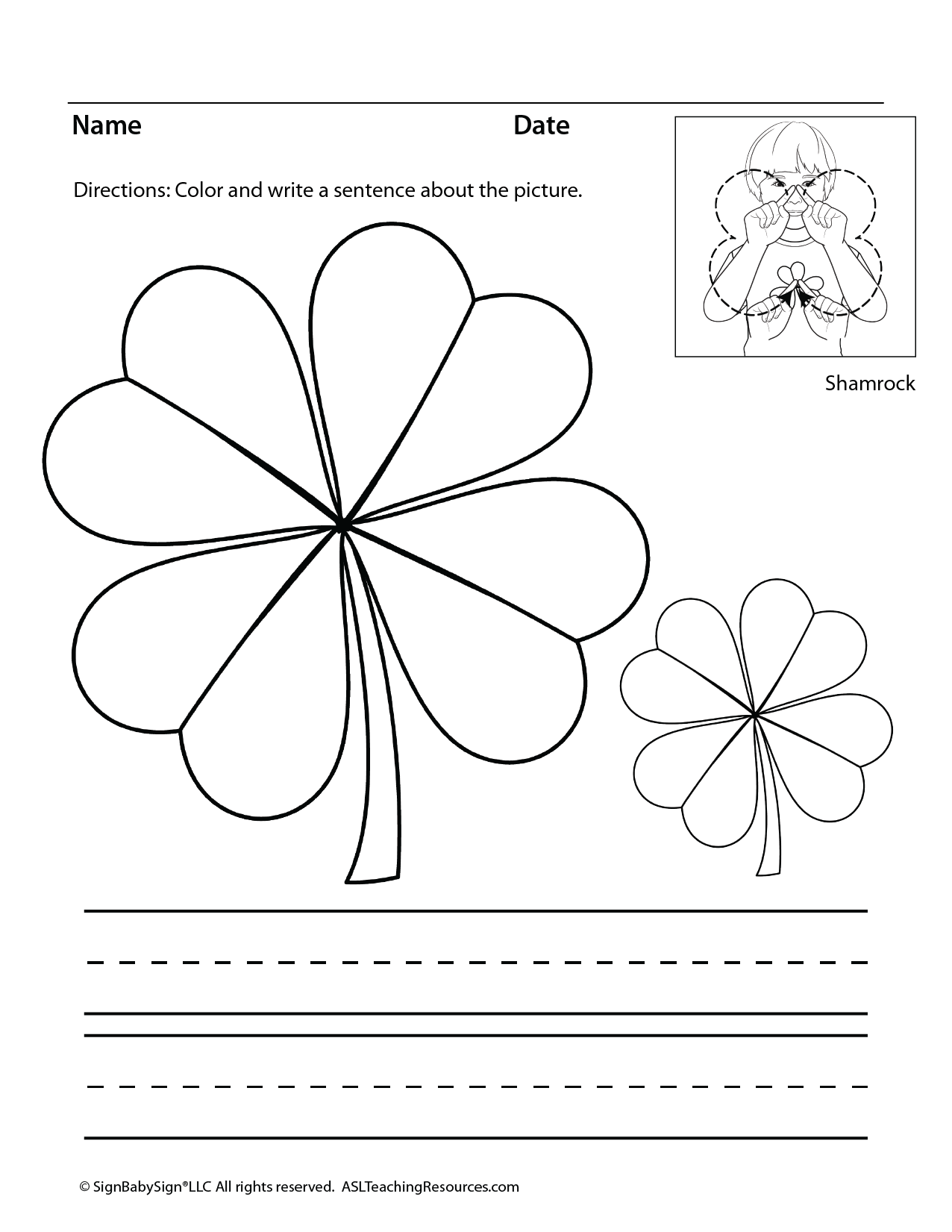 St patricks day coloring pages asl