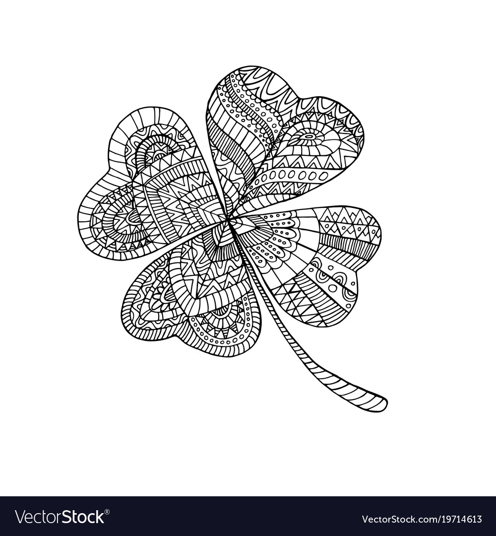 Coloring book clover on st patrick s day vector image