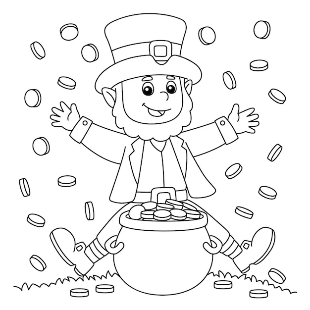 Premium vector st patricks day leprechaun coloring page for kids