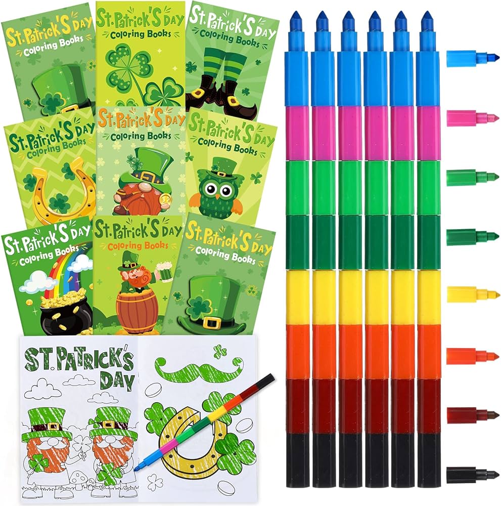 Pcs st patricks day coloring books for kids bulk with stacking crayons saint patrick