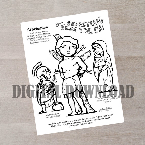 Buy st sebastian coloring sheet digital download online in india
