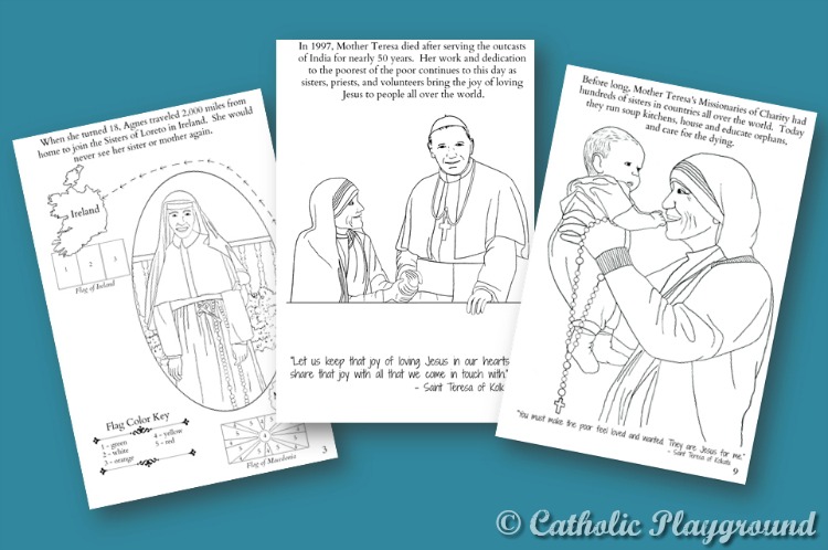 Digital download mother teresa coloring and activity book â catholic playground