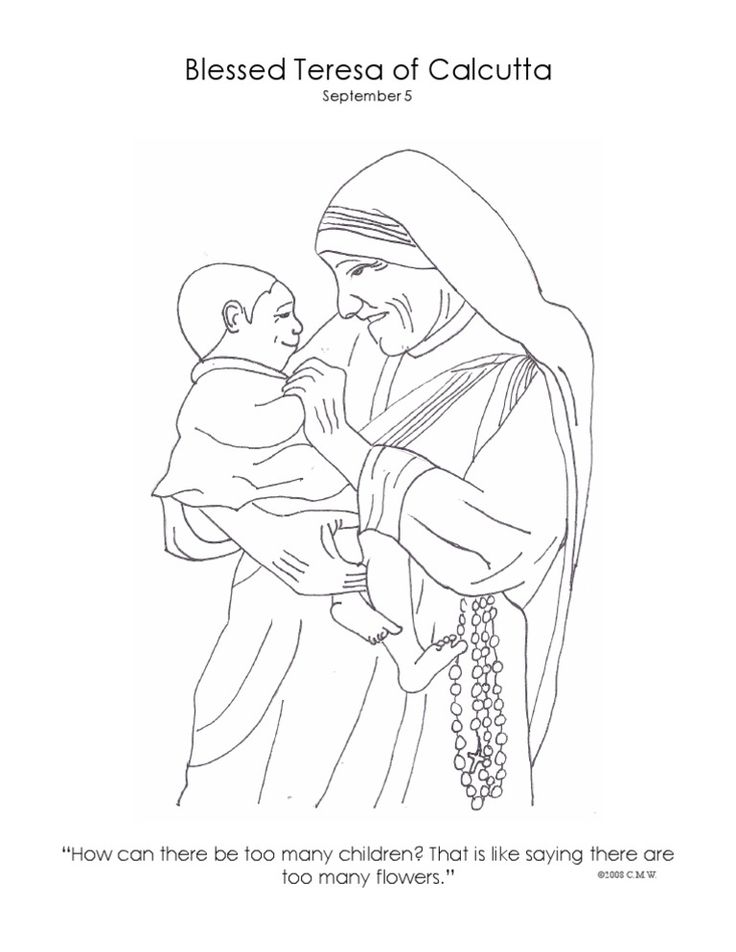Blessed teresa of calcutta coloring page cmw all coloring pages are my own artwork and are free for any fair not