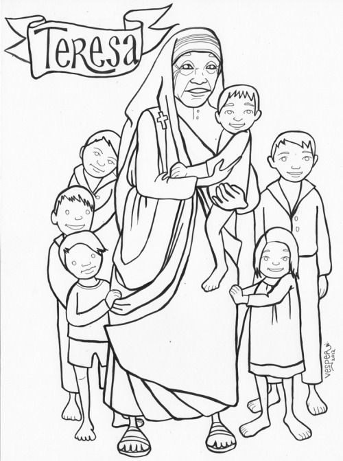 Mother teresa coloring sheet mother teresa catholic kids saint teresa of calcutta