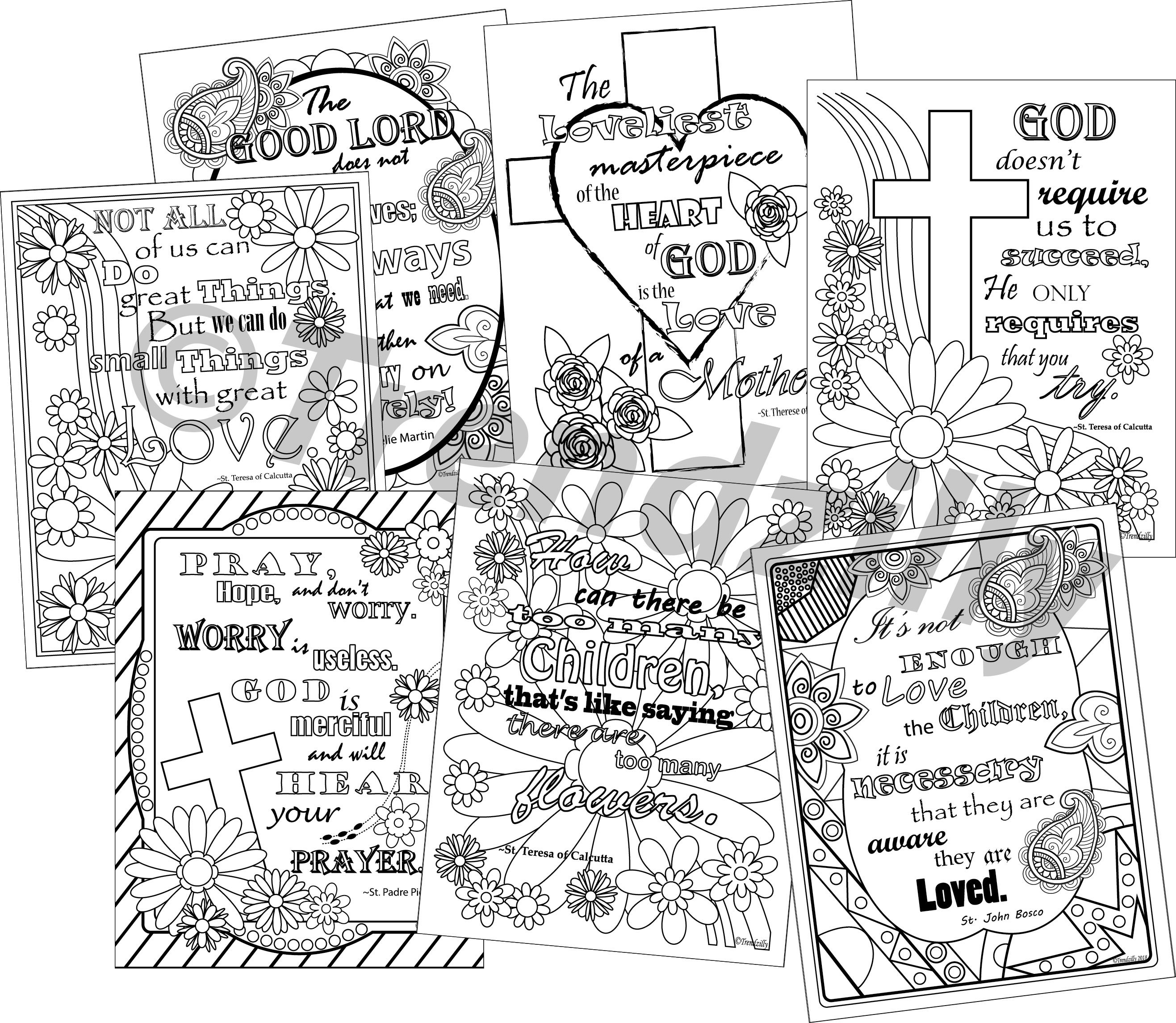 Coloring book for mothers adult coloring book inspirational coloring page saint quotes printable coloring pages mothers inspirational