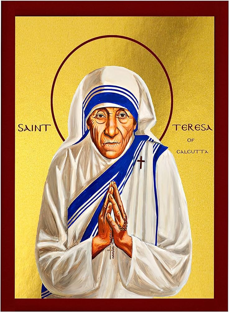 Saint teresa icon handmade greek orthodox icon of st teresa of calcutta catholic art mother teresa wall hanging religious gift ideas xcm home kitchen