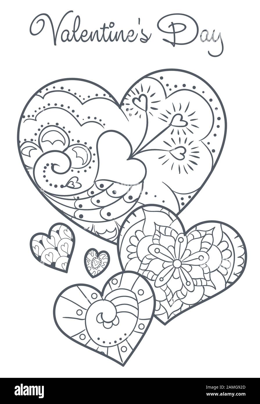 Vector cute greeting card coloring book of birthday greeting invitation and saint valentines day stock vector image art