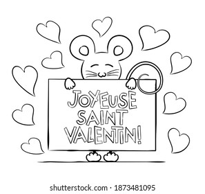 French happy valentines day mouse holds stock vector royalty free