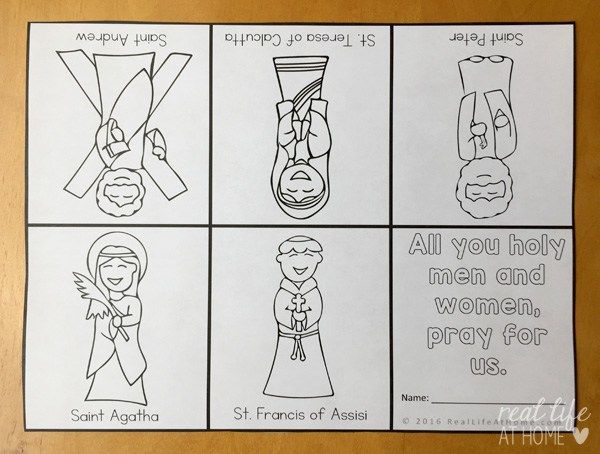 All saints day coloring page litany of saints mini book all saints day catholic saints for kids sunday school coloring pages