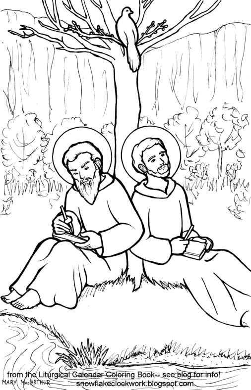 Snowflake clockwork saints basil the great and gregory nazianzen coloring page