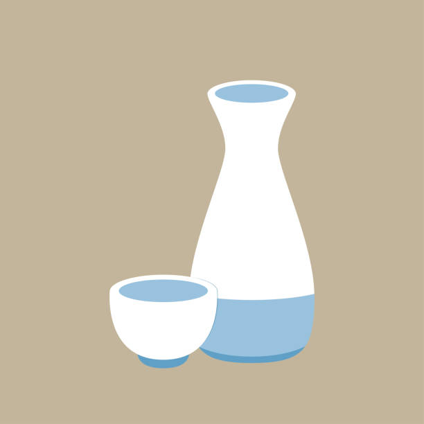 Japanese sake bottle stock illustrations royalty