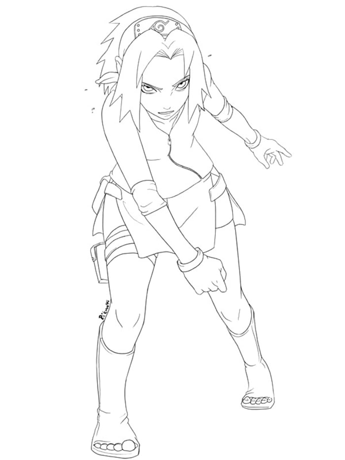 Sakura from naruto shippuden coloring page