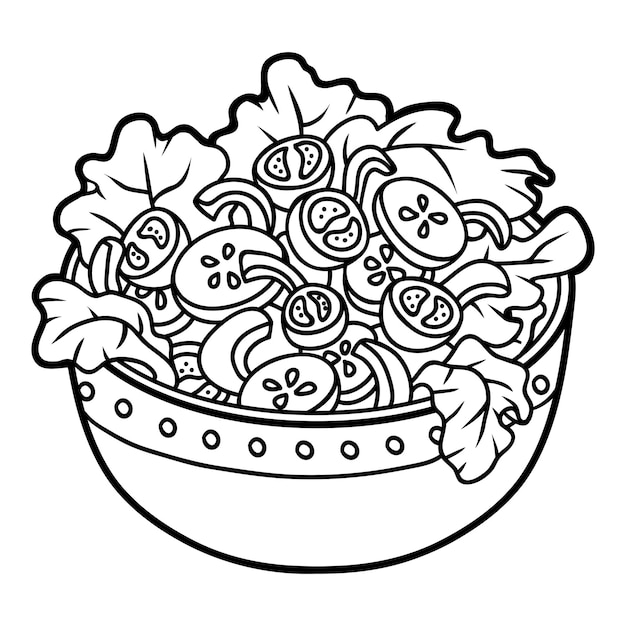 Premium vector coloring book for children vegetables salad bowl