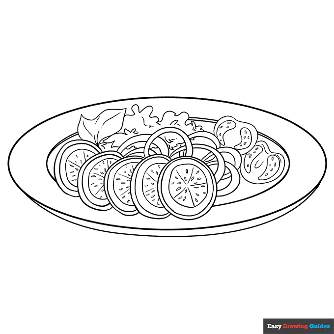 Salad coloring page easy drawing guides