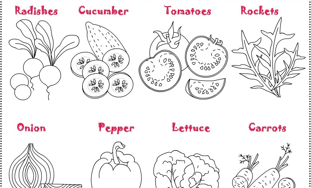 Nicoles free coloring pages vegetables salad coloring and craftingsalade de legumes coloriez puis decoupez