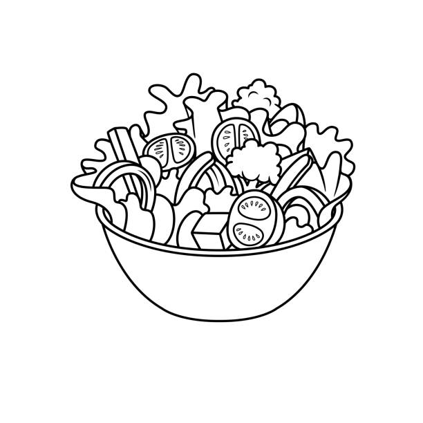 Vector illustration of salad isolated on white background for kids coloring activity worksheetworkbook stock illustration