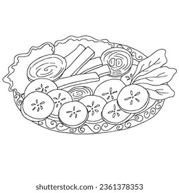 Cute cartoon salad coloring page kids stock vector royalty free