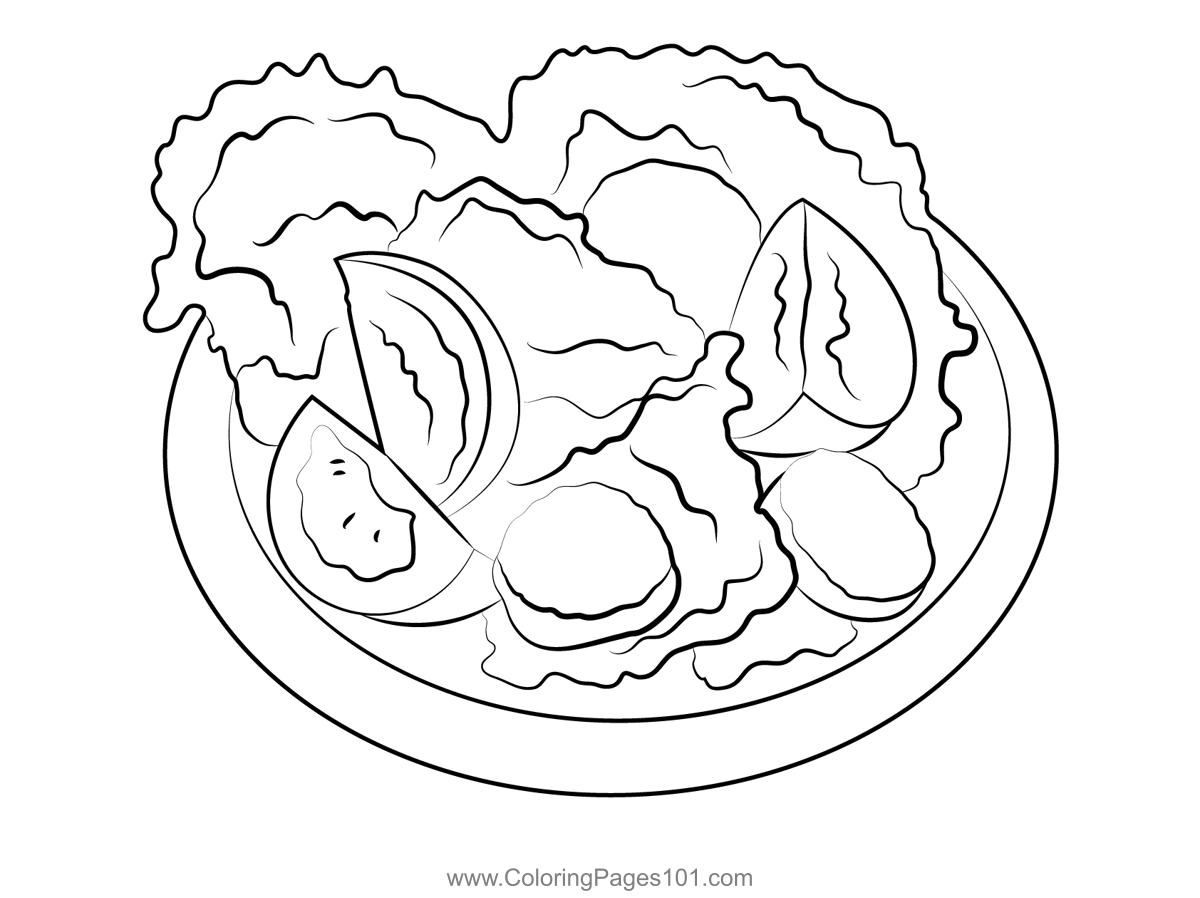 Bowl of salad coloring page for kids