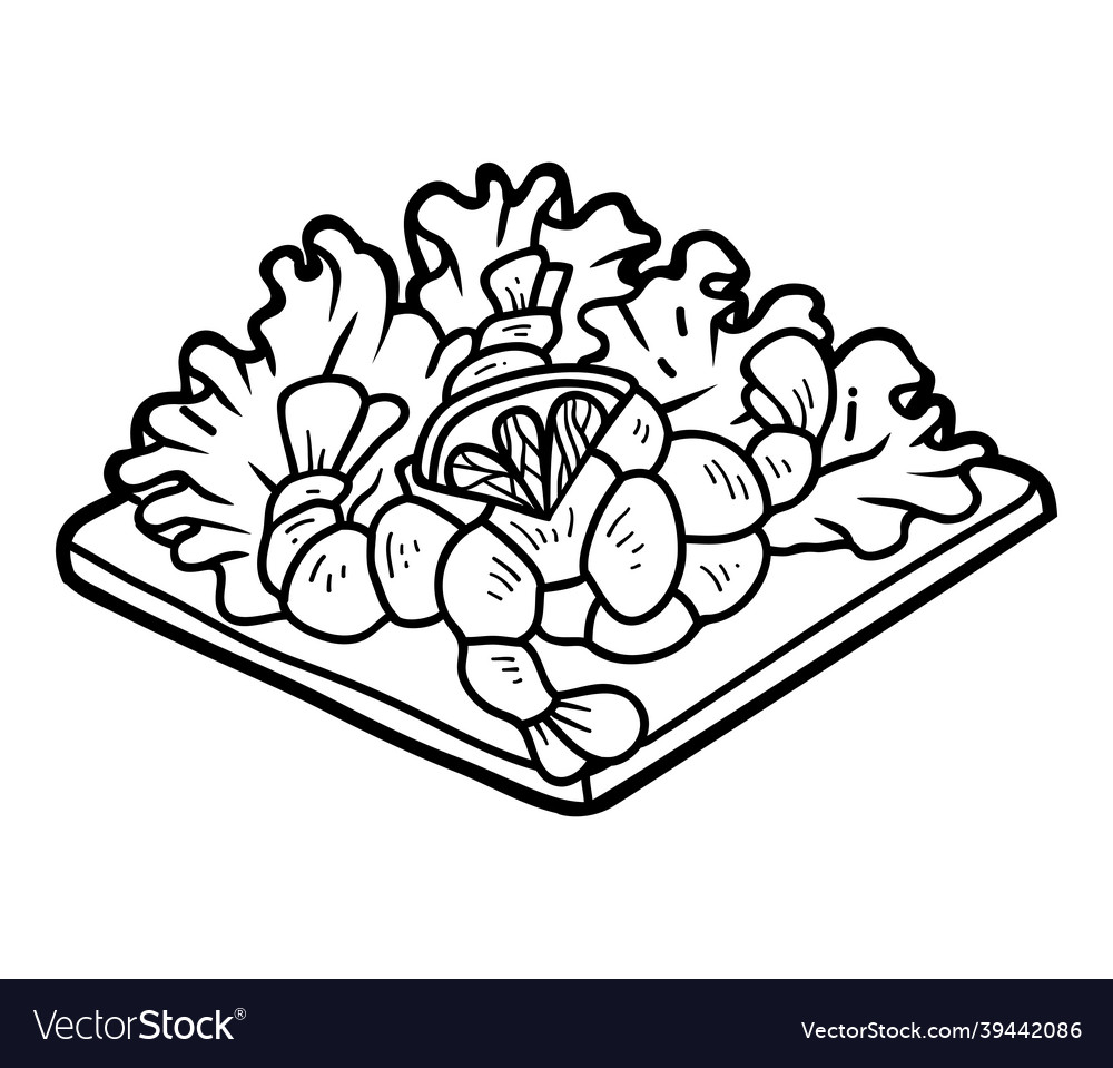 Coloring book shrimp salad royalty free vector image