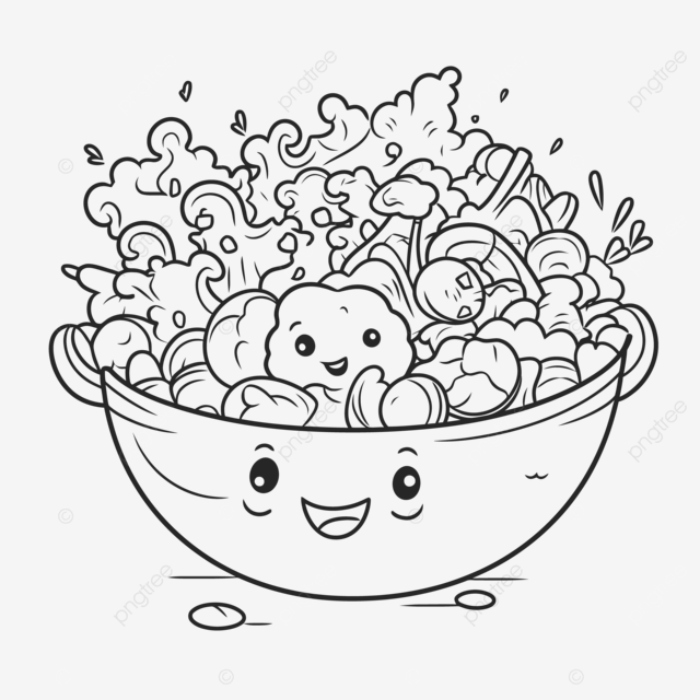 Kawaii kung pao food coloring page outline sketch drawing vector salad drawing salad outline salad sketch png and vector with transparent background for free download