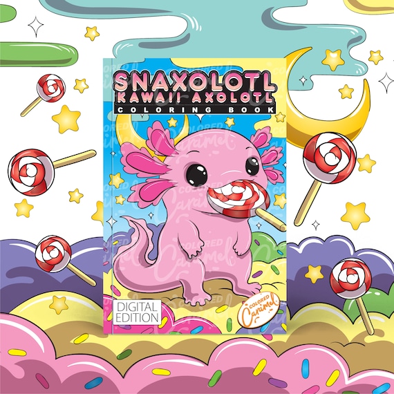 Axolotl kawaii coloring book sweet instant digital download printable pdf stress