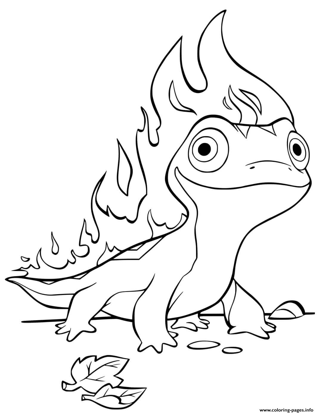 Frozen fire salamander bruni coloring page printable